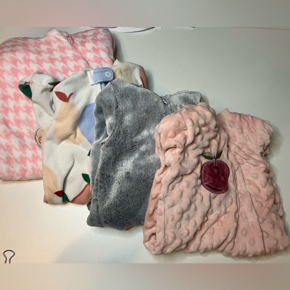 4 Fuzzy Warm Footy One Pieces For Baby Girl